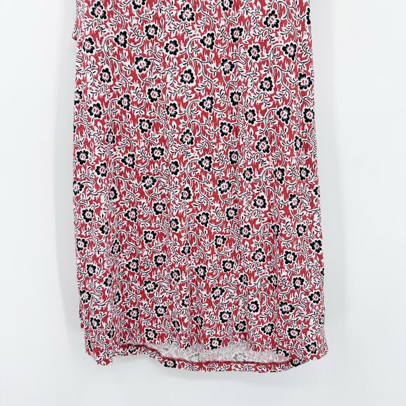 Boden Red Black Floral Jersey Knot Waist Short Sleeve Dress Casual Womens Sz 6P - Picture 10 of 11